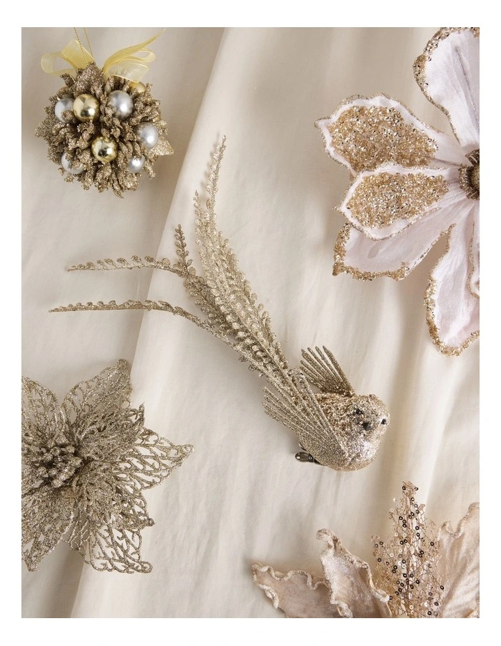 Luxe Christmas Glittered Bird Clip in Champagne: 7.5cm image 4