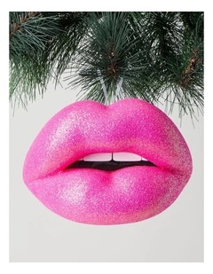 Nostalgia Christmas Foam Oversized Glitter Lips Ornament in Pink: 12cm