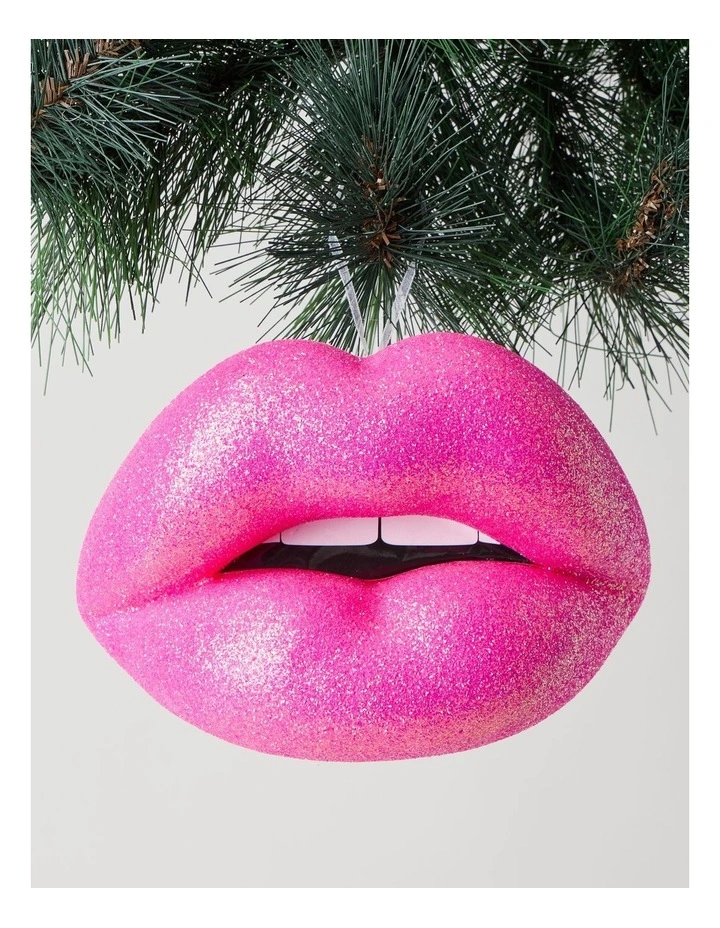Nostalgia Christmas Foam Oversized Glitter Lips Ornament in Pink: 12cm image 1