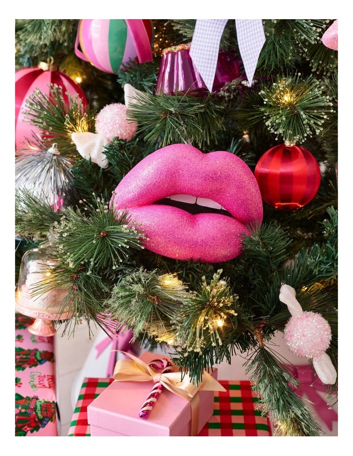 Nostalgia Christmas Foam Oversized Glitter Lips Ornament in Pink: 12cm image 2