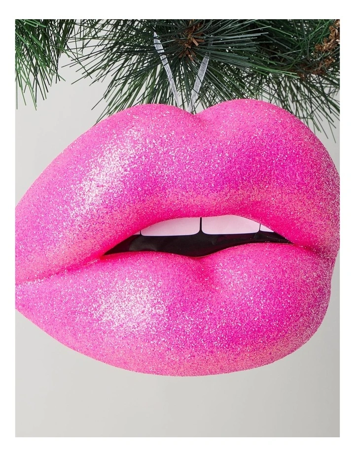 Nostalgia Christmas Foam Oversized Glitter Lips Ornament in Pink: 12cm image 3