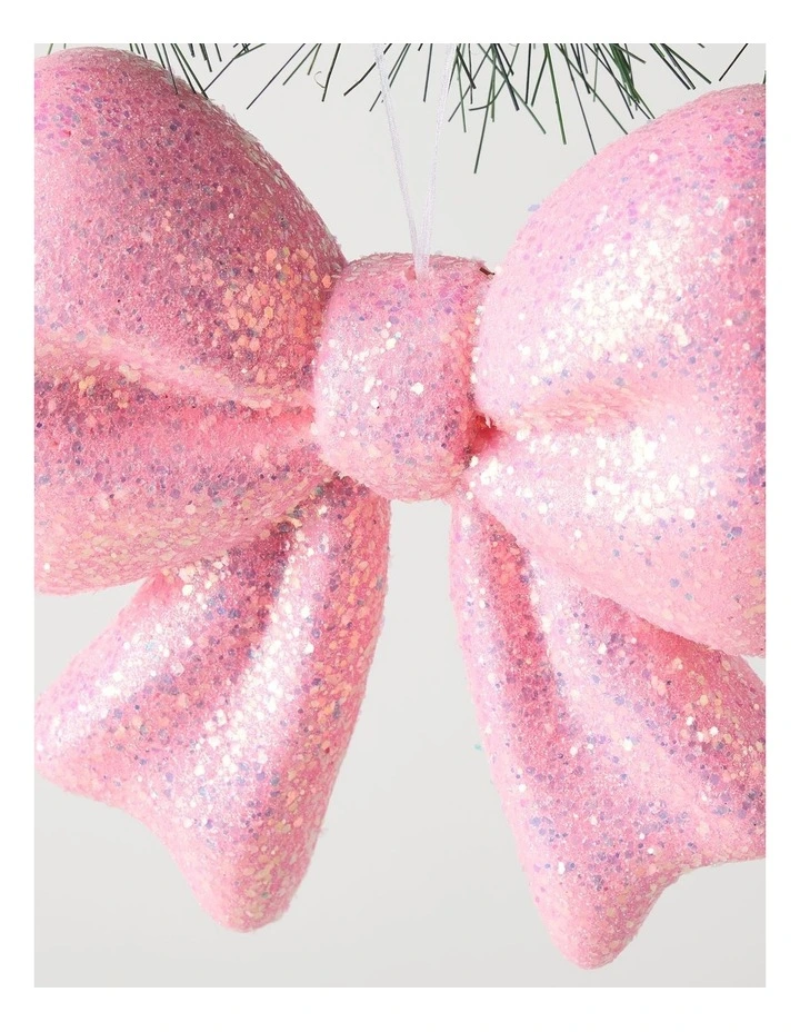 Nostalgia Christmas Foam Oversized Glitter Bow Ornament in Pink: 17cm image 3