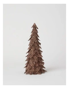 Glitter Triangle Leaf Table Tree Decoration in Bronze: 30cm