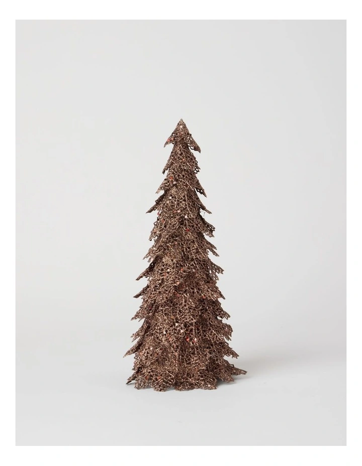 Glitter Triangle Leaf Table Tree Decoration in Bronze: 30cm image 1