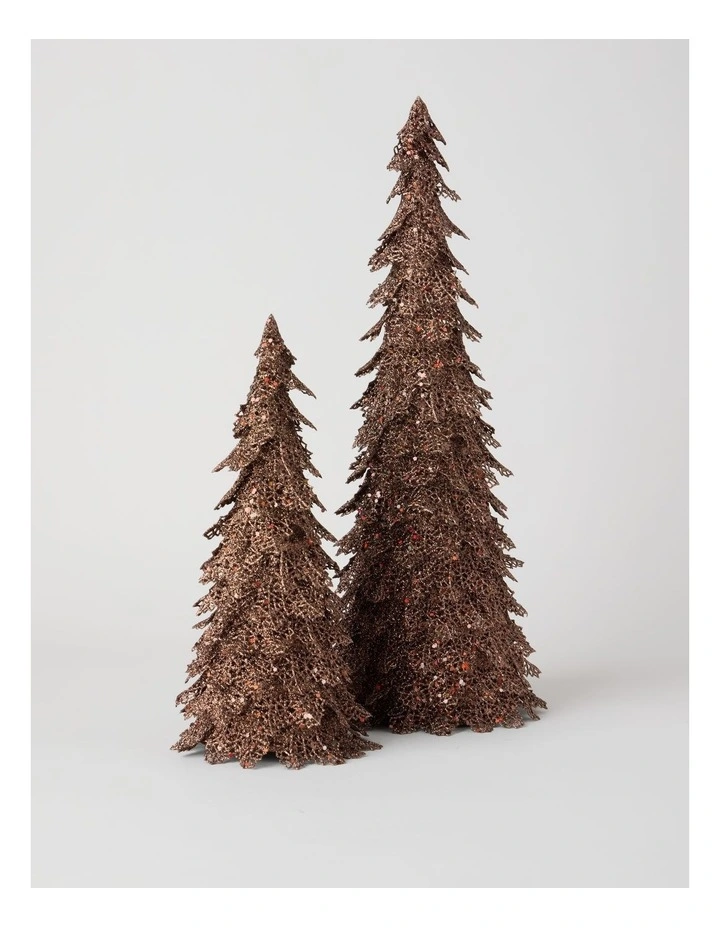 Glitter Triangle Leaf Table Tree Decoration in Bronze: 30cm image 4