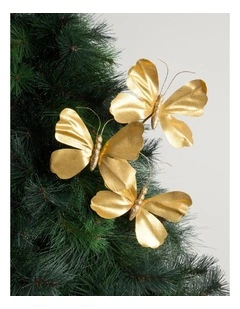 Harvest Plastic Butterfly Pick in Gold: 55cm