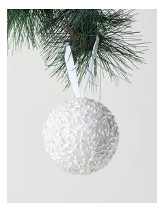 Luxe Christmas Plastic Pearl Bauble in White: 8cm