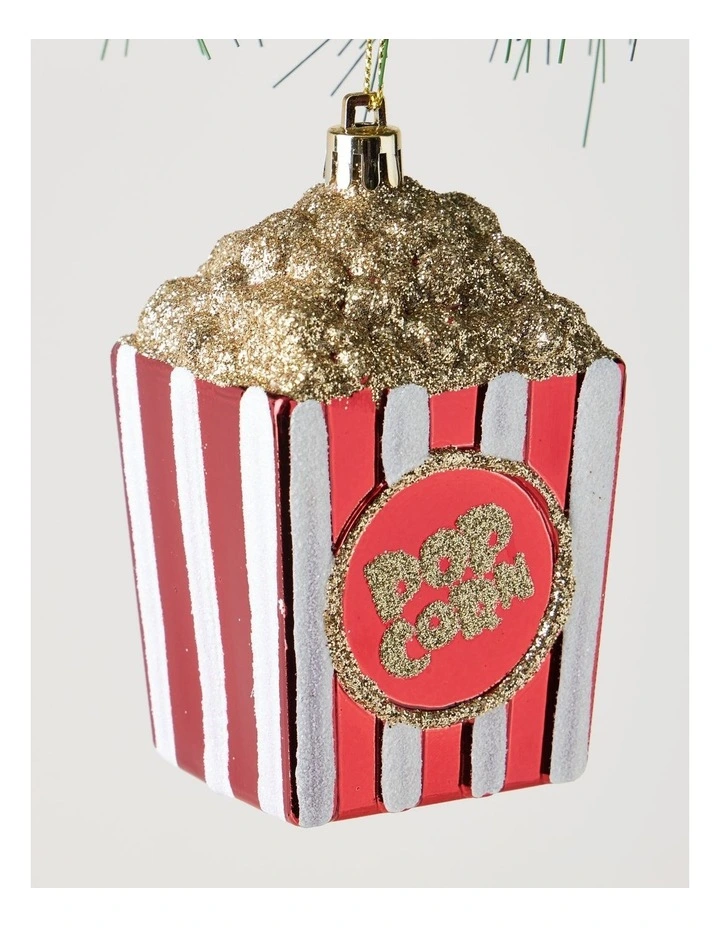 Nostalgia Christmas Plastic Popcorn Bucket Ornament in Red and White: 10cm image 2