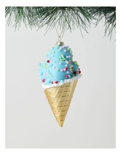 Nostalgia Christmas Plastic Icecream with Beads Ornament in Mint: 13cm