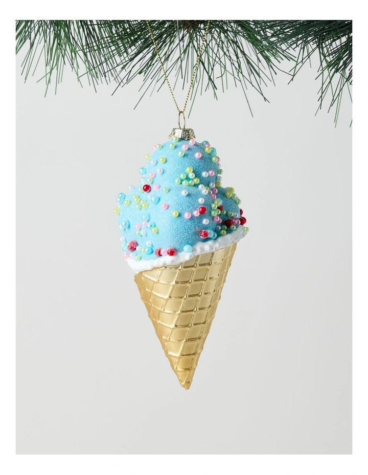 Nostalgia Christmas Plastic Icecream with Beads Ornament in Mint: 13cm image 1