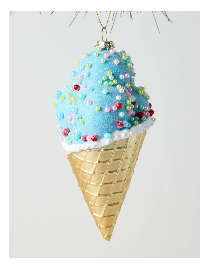 Nostalgia Christmas Plastic Icecream with Beads Ornament in Mint: 13cm image 2