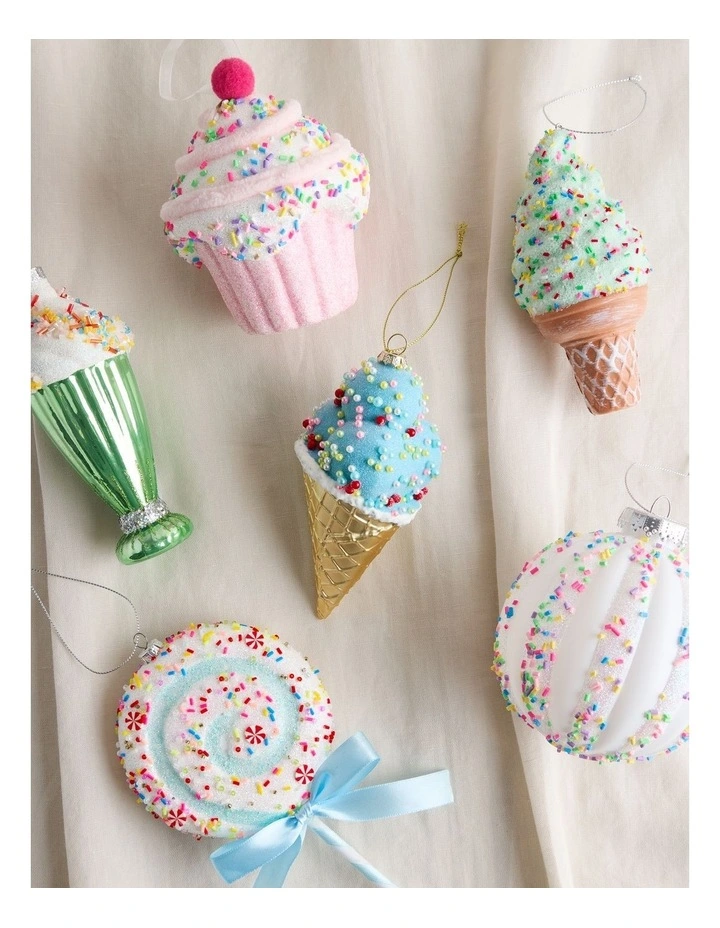 Nostalgia Christmas Plastic Icecream with Beads Ornament in Mint: 13cm image 3