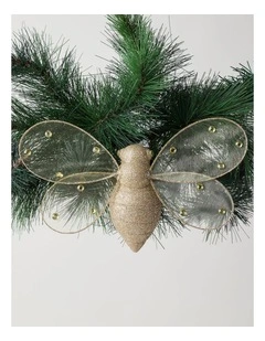 Harvest Christmas Plastic Oversized Glitter Bee in Gold: 25cm