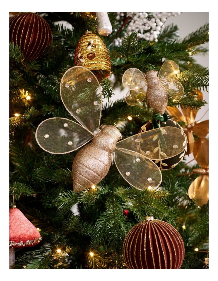 Harvest Christmas Plastic Oversized Glitter Bee in Gold: 25cm image 2