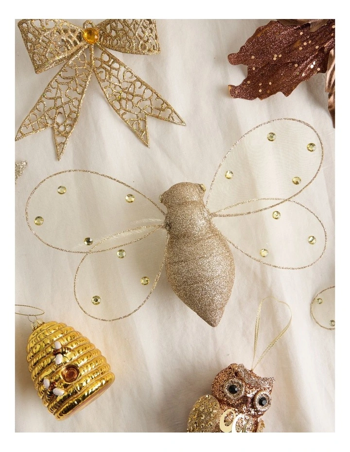 Harvest Christmas Plastic Oversized Glitter Bee in Gold: 25cm image 4