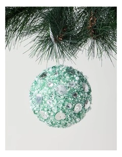Styrofoam Sequin Bauble in Blue: 10cm