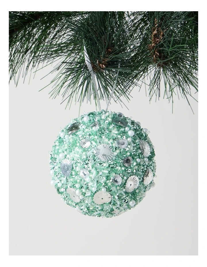 Styrofoam Sequin Bauble in Blue: 10cm image 1