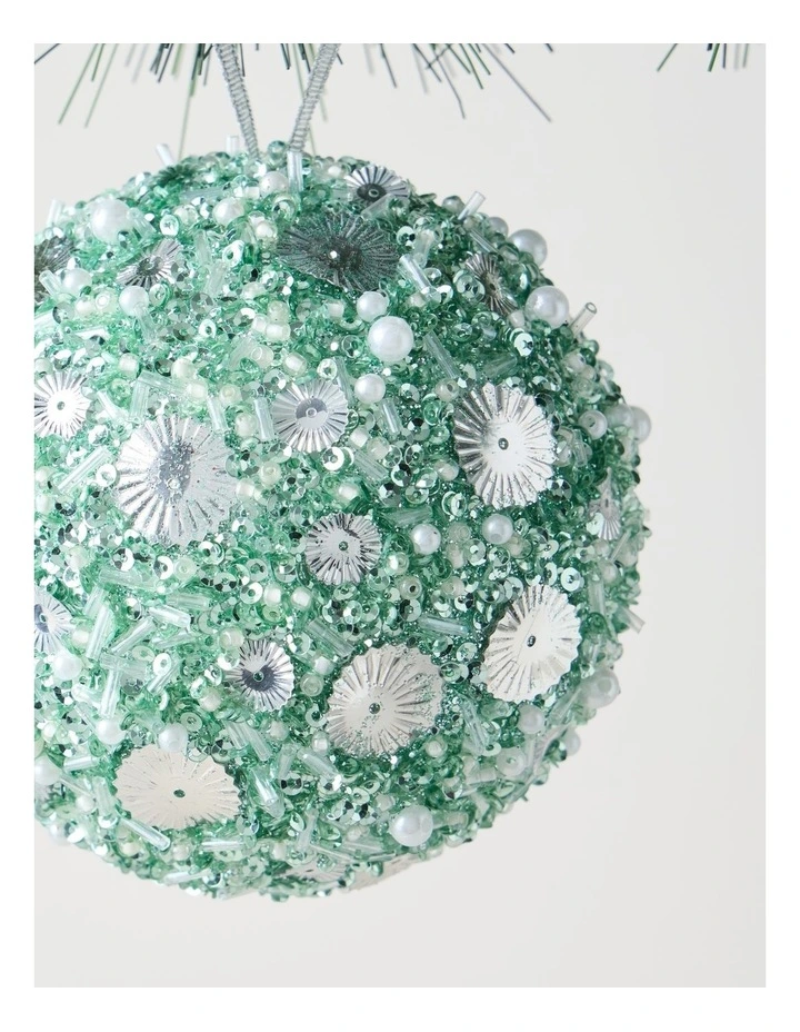 Styrofoam Sequin Bauble in Blue: 10cm image 3