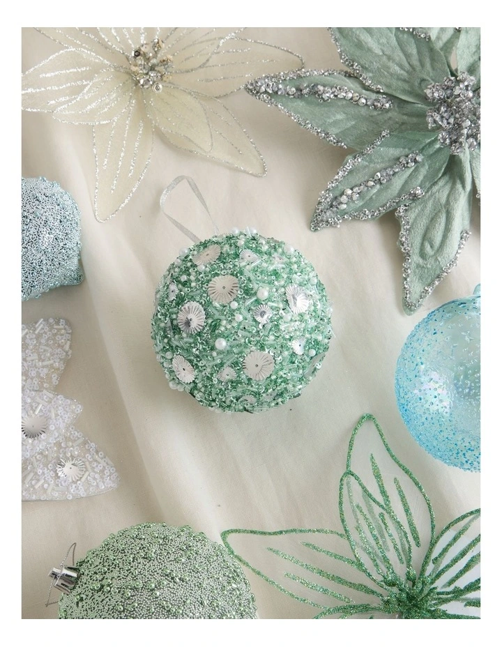 Styrofoam Sequin Bauble in Blue: 10cm image 4