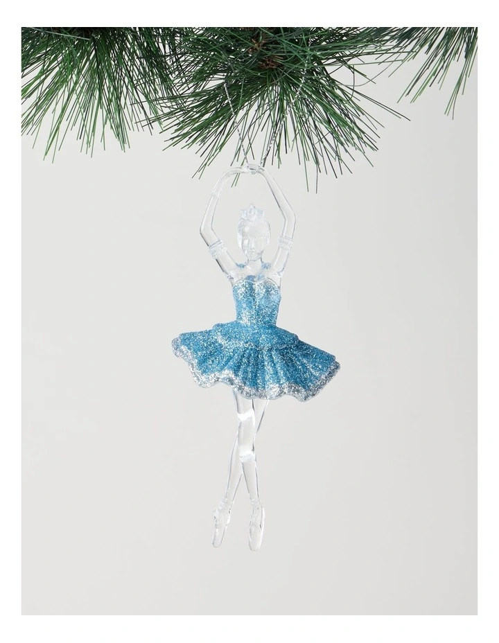 Luxe Christmas Plastic Ballerina Wearing Blue Glitter Tutu image 2
