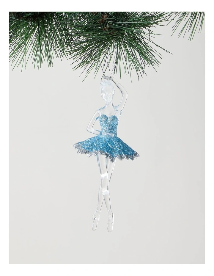 Luxe Christmas Plastic Ballerina Wearing Blue Glitter Tutu image 3
