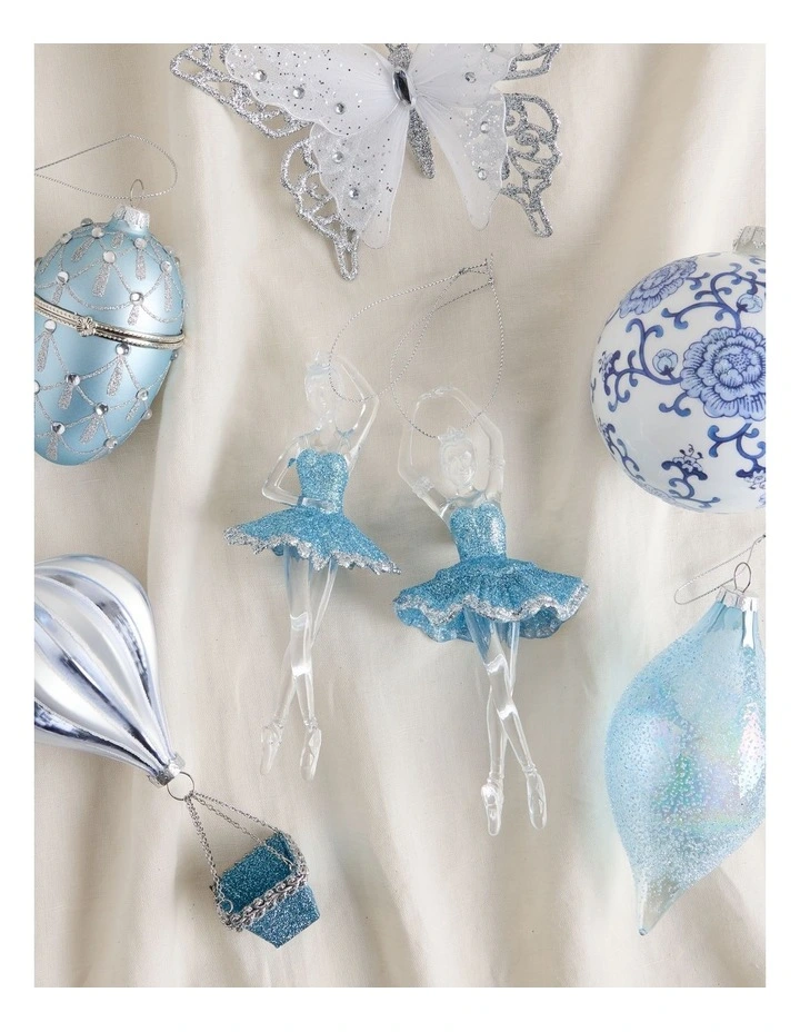 Luxe Christmas Plastic Ballerina Wearing Blue Glitter Tutu image 4