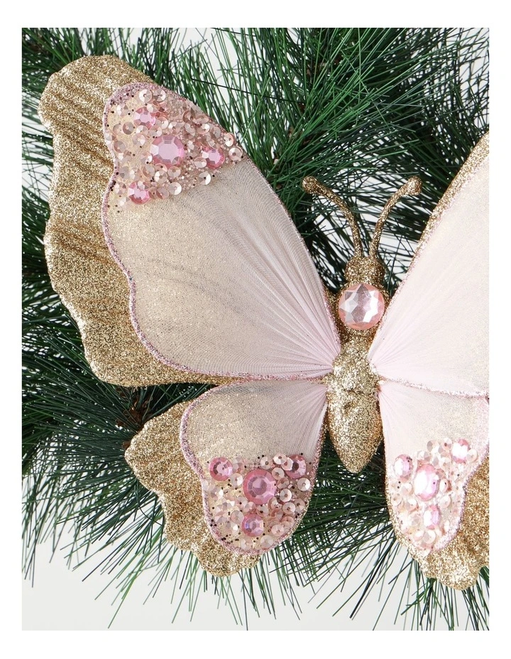 Luxe Christmas Butterfly Clip in Pink and Champagne: 16cm image 3