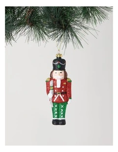 Heirloom Plastic Glitter Nutcracker Ornament in Multi: 14cm