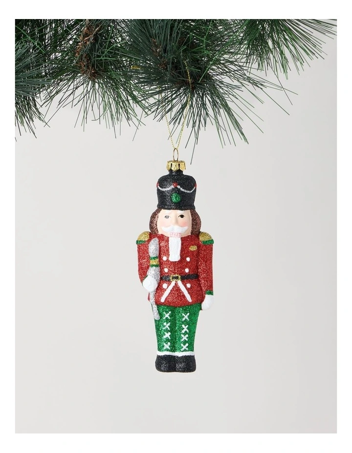 Heirloom Plastic Glitter Nutcracker Ornament in Multi: 14cm image 1