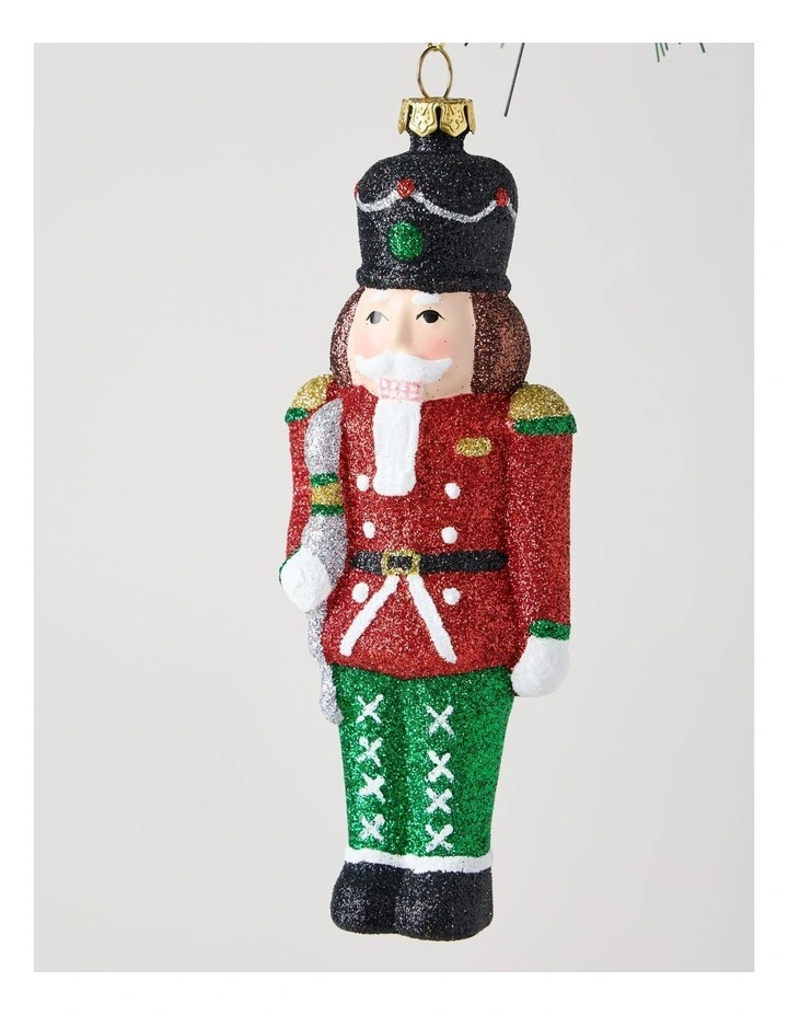 Heirloom Plastic Glitter Nutcracker Ornament in Multi: 14cm image 3