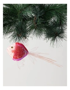 Sequin Fish with Tail Ornament in Pink: 15 cm