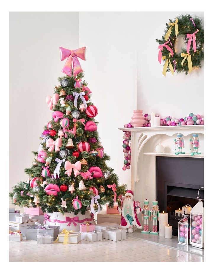 Nostalgia Christmas Plastic Glitter Candy Ornament in Pink: 12cm image 2