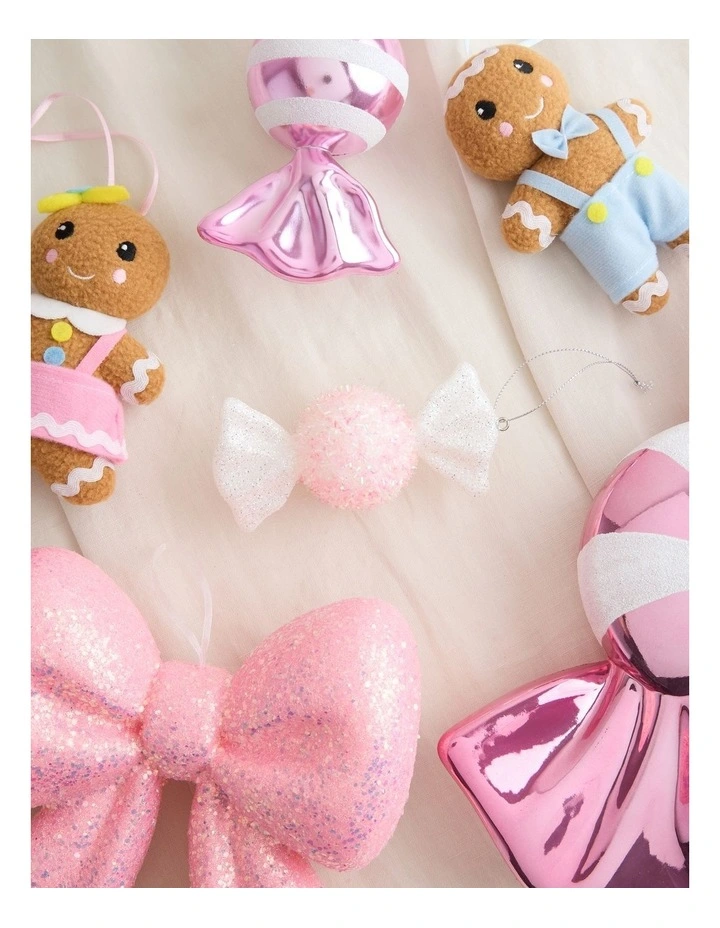Nostalgia Christmas Plastic Glitter Candy Ornament in Pink: 12cm image 4