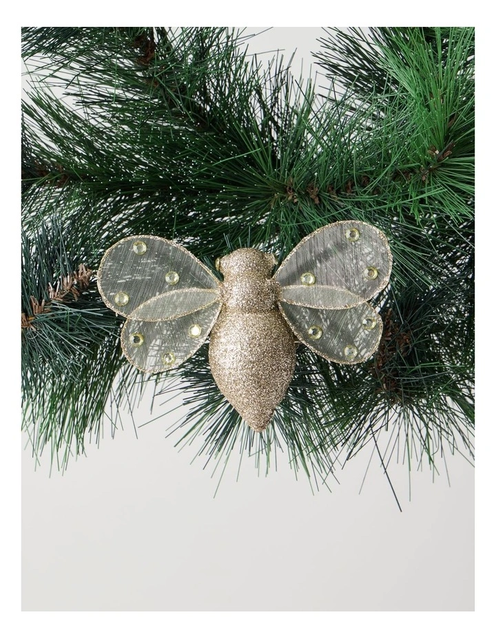 Harvest Christmas Plastic Glittered Bee Clip in Gold: 13cm image 1