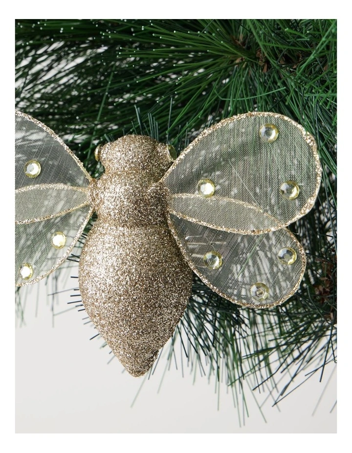 Harvest Christmas Plastic Glittered Bee Clip in Gold: 13cm image 3