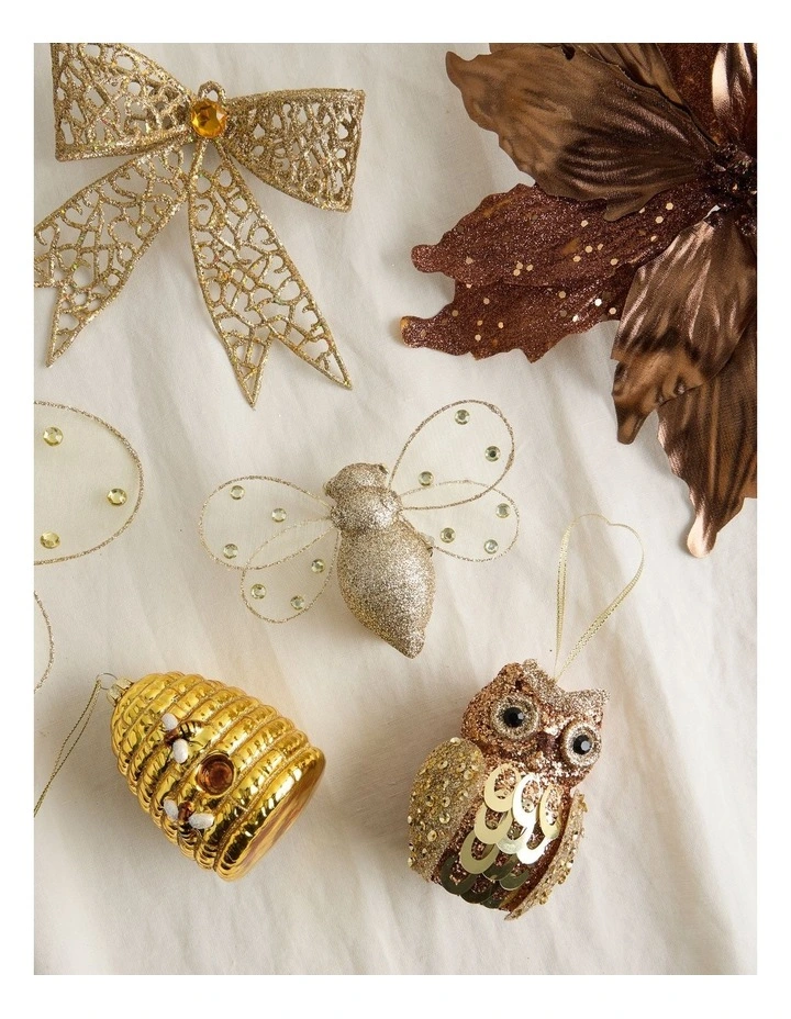 Harvest Christmas Plastic Glittered Bee Clip in Gold: 13cm image 4