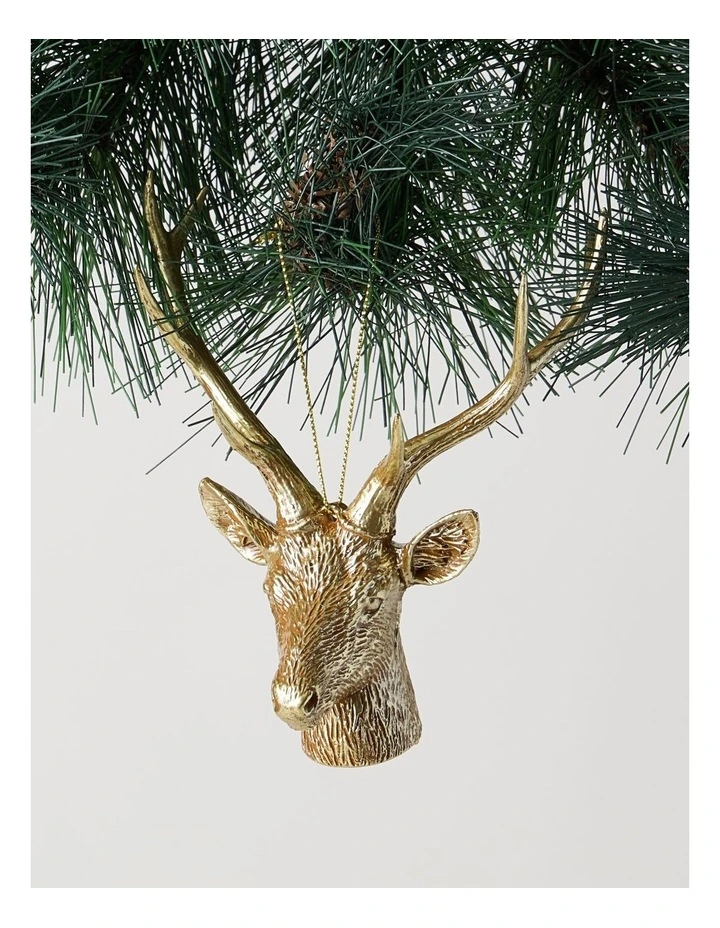 Harvest Christmas Plastic Reindeer Head Ornament in Brown: 14cm image 1