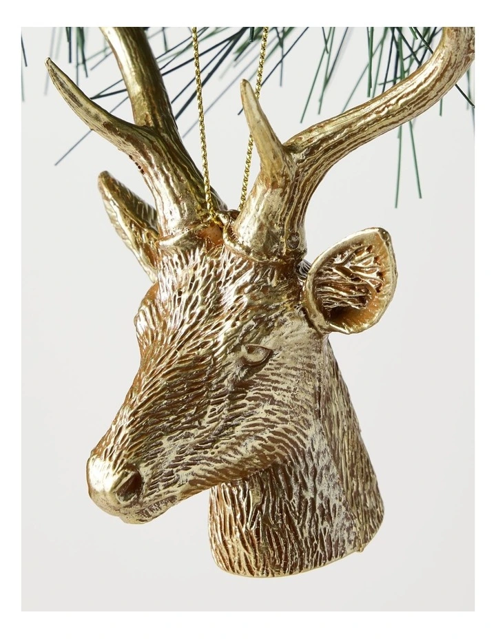 Harvest Christmas Plastic Reindeer Head Ornament in Brown: 14cm image 2