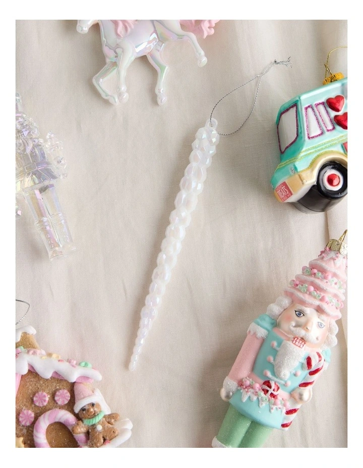 Nostalgia Christmas Acrylic Iridescent Icicle Ornament in Pink: 17cm image 3