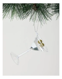 Nostalgia Christmas Plastic Dry Martini Ornament in Clear: 10cm
