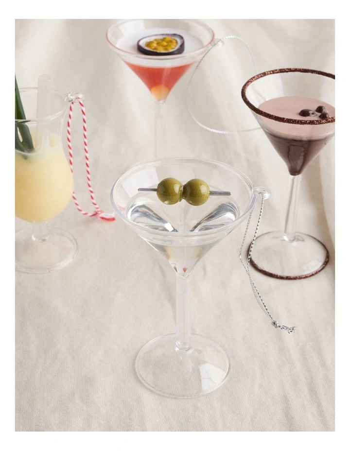 Nostalgia Christmas Plastic Dry Martini Ornament in Clear: 10cm image 3