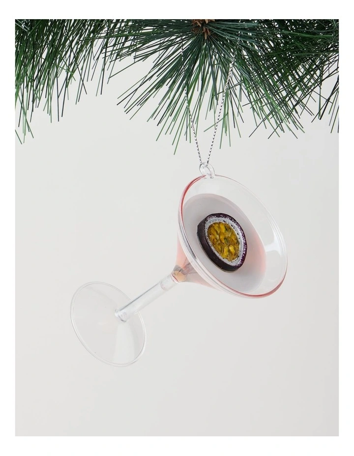 Nostalgia Christmas Plastic Passionfruit Cocktail Ornament in Pink: 10cm image 1