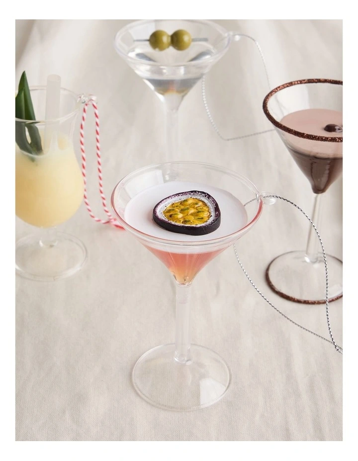 Nostalgia Christmas Plastic Passionfruit Cocktail Ornament in Pink: 10cm image 3