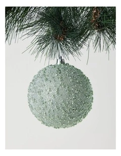 Eucalyptus Plastic Beaded Bauble in Green: 10cm