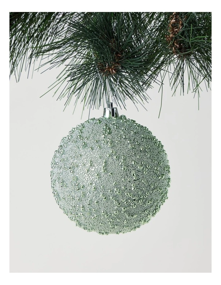 Eucalyptus Plastic Beaded Bauble in Green: 10cm image 1