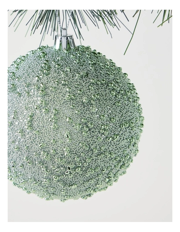 Eucalyptus Plastic Beaded Bauble in Green: 10cm image 2