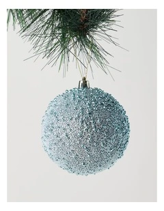 Luxe Christmas Plastic Beaded Bauble in Blue: 10cm