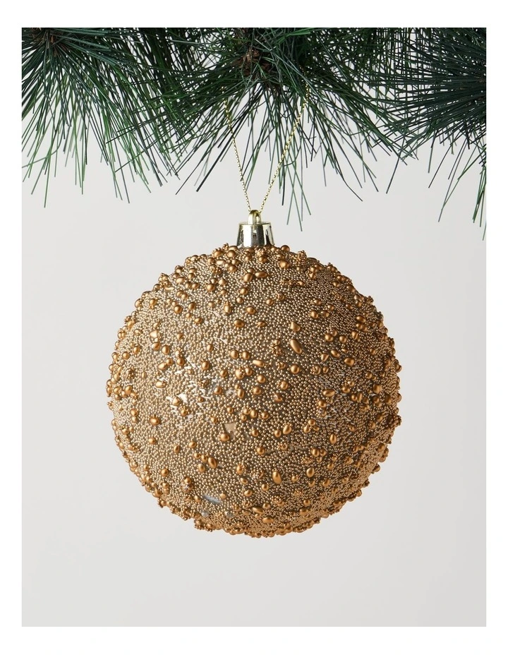 Harvest Christmas Plastic Beaded Bauble in Brown: 10cm image 1
