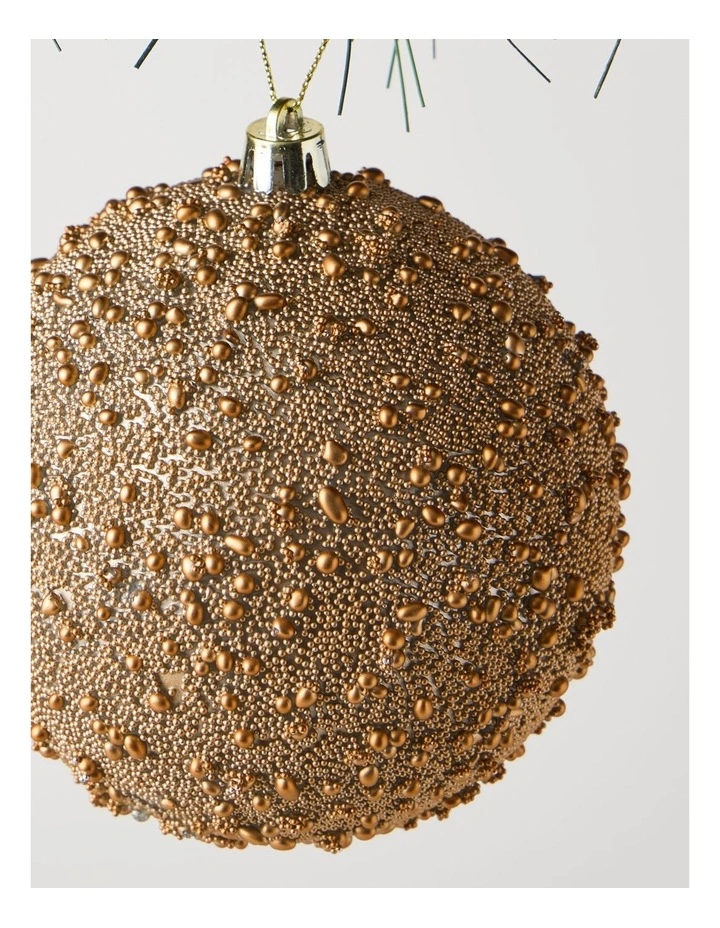 Harvest Christmas Plastic Beaded Bauble in Brown: 10cm image 2