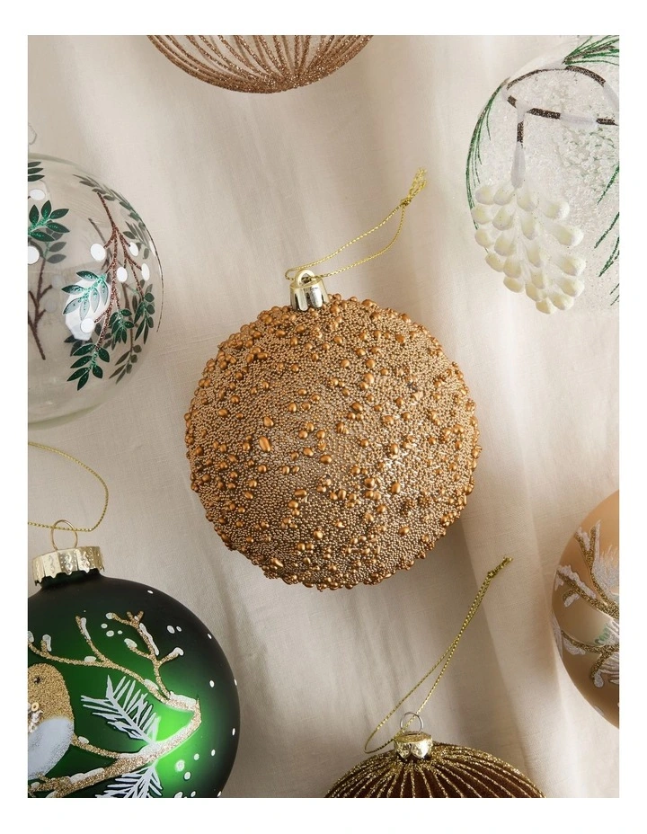 Harvest Christmas Plastic Beaded Bauble in Brown: 10cm image 3